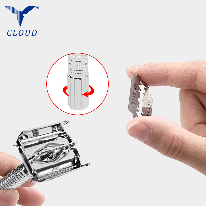 Ręczna maszynka do golenia ze stali nierdzewnej 74 z podwójną krawędzią, typu Twist Open w kształcie litery T