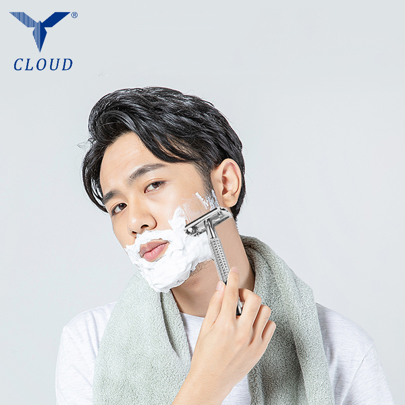 Ręczna maszynka do golenia ze stali nierdzewnej 74 z podwójną krawędzią, typu Twist Open w kształcie litery T